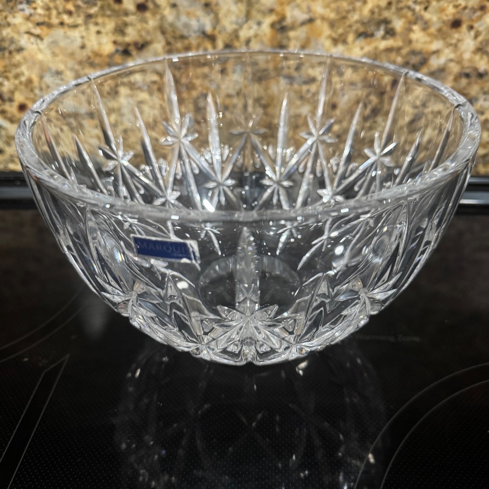 Marquis by Waterford Brookside Crystal Bowl 9 Inch Round Centerpiece Starburst